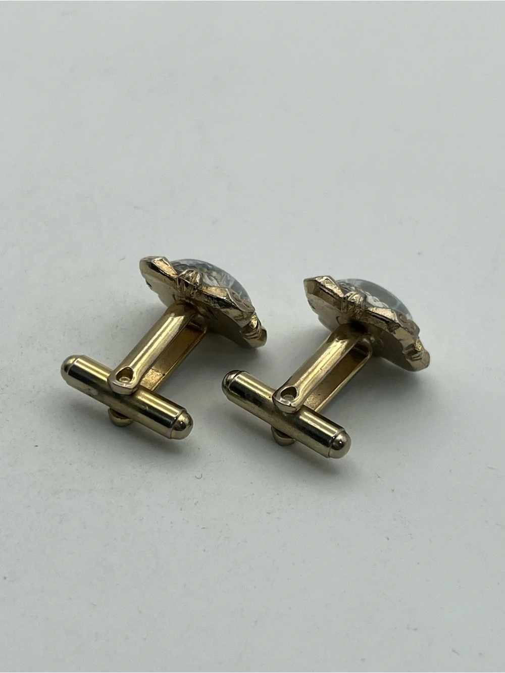 Washington DC Capitol Building reverse painting gold tone cufflinks vintage